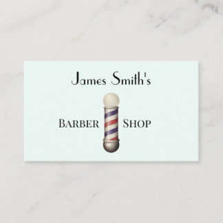 Simple White Barbers Pole Barbershop Business Card 名刺
