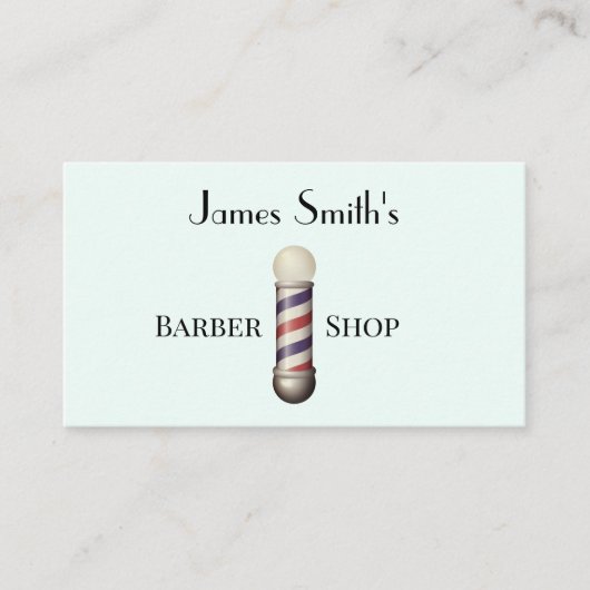Simple White Barbers Pole Barbershop Business Card 名刺 (正面)
