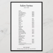 Simple White Beauty Salon Service Menu チラシ (正面)