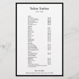Simple White Beauty Salon Service Menu チラシ