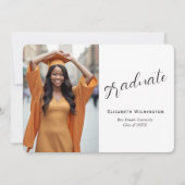 Simple White Black Photo Graduation 案内状 (正面)