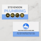 Simple White Blue Water Plumber 名刺 (正面/裏面)