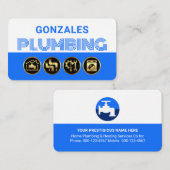 Simple White Blue Water Plumbing 名刺 (正面/裏面)