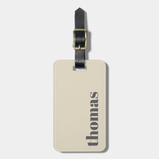 Simple White Bold typography Personalized  Name ラゲッジタグ (正面縦)