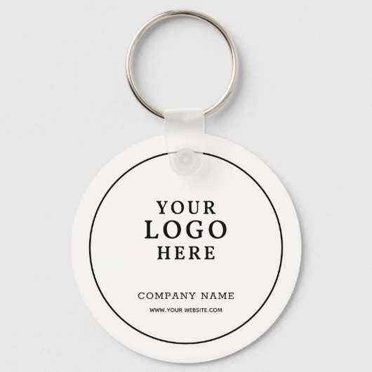 Simple White Business Logo Qr Code Promotional   キーホルダー (正面)