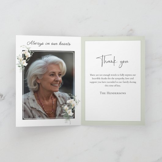 Simple White Calla Lily Eucalyptus Sympathy サンキューカード (内部)