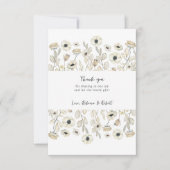 Simple White Floral baby shower thank you card サンキューカード (正面)
