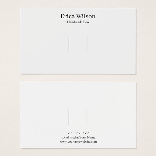 Simple White Hair Bow Clip Barrette Display card (正面&裏面)