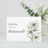 Simple white mint green spring floral Bridesmaid 招待状 (スタンド正面)