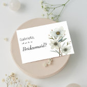 Simple white mint green spring floral Bridesmaid 招待状