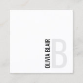 Simple White Modern Minimalist Monogram スクエア名刺 (正面)