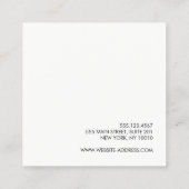 Simple White Modern Minimalist Monogram スクエア名刺 (裏面)