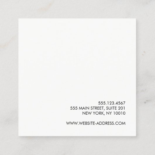 Simple White Modern Minimalist Monogram スクエア名刺 (裏面)