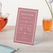 Simple White Office Opening Hours Dusty Pink 台座サイン (インサイチュ)