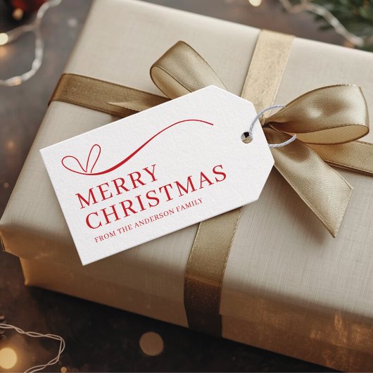 Simple white red modern Merry Christmas  ギフトタグ