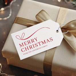 Simple white red modern Merry Christmas  ギフトタグ