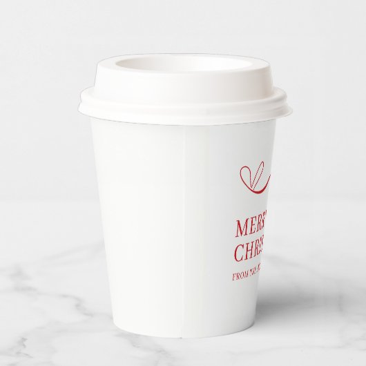 Simple white red modern Merry Christmas 紙コップ (右)