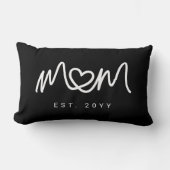 Simple White Script Unique Heart Mom Established ランバークッション (正面)