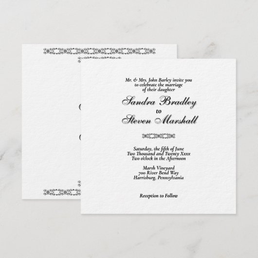 Simple White Wedding Invitations 招待状 (正面/裏面)