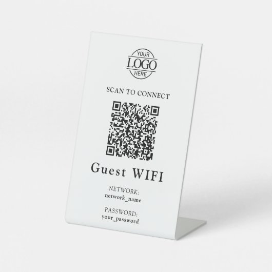 Simple Wifi Password &  Network | Business QR Code 台座サイン (正面)