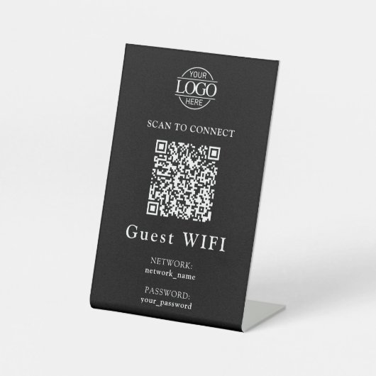 Simple Wifi Password &  Network | Business QR Code 台座サイン (正面)