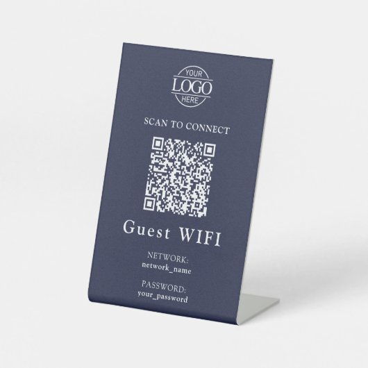 Simple Wifi Password &  Network | Business QR Code 台座サイン (正面)