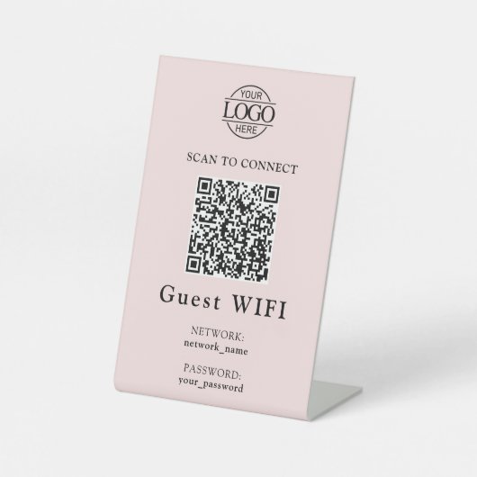 Simple Wifi Password &  Network | Business QR Code 台座サイン (正面)