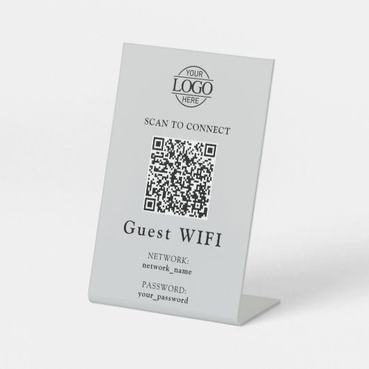 Simple Wifi Password &  Network | Business QR Code 台座サイン (正面)