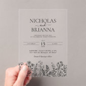 Simple Wildflower Boho Wedding Modern アクリル招待状 (インサイチュ (ポータブル))