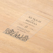 Simple Wildflower Boho Wedding Modern アクリル招待状 (レイダウン)