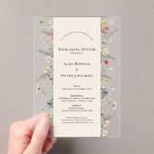 Simple Wildflower Fern Beige Rehearsal Dinner アクリル招待状 (インサイチュ (ポータブル))