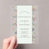 Simple Wildflower Fern Mint Green Engagement Party アクリル招待状 (インサイチュ (ポータブル))