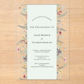 Simple Wildflower Fern Mint Green Engagement Party アクリル招待状 (正面)