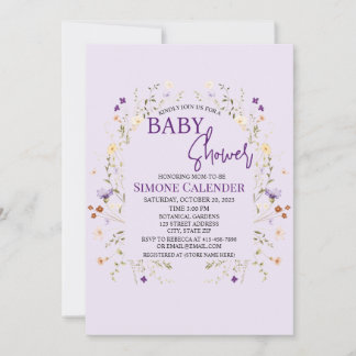Simple Wildflower Floral Baby Shower Invitation 招待状