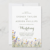 Simple Wildflower Front and Back Wedding 招待状 (正面)