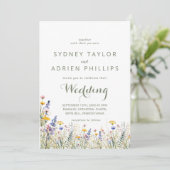 Simple Wildflower Front and Back Wedding 招待状 (スタンド正面)