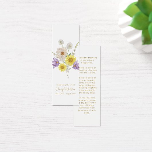 Simple Wildflower Funeral Memorial Bookmark (デスク)