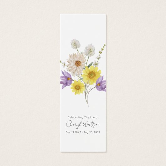 Simple Wildflower Funeral Memorial Bookmark (正面)