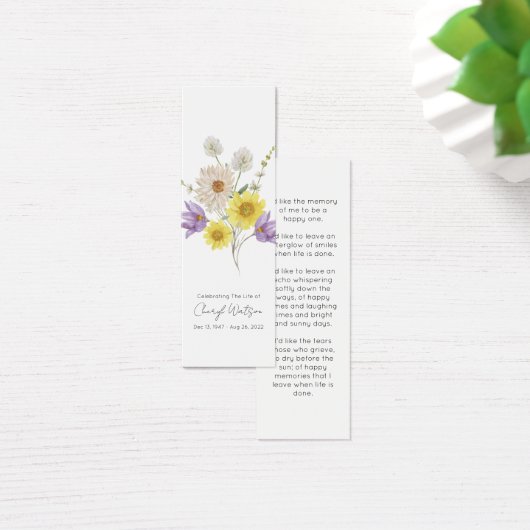 Simple Wildflower Funeral Memorial Bookmark (デスク)