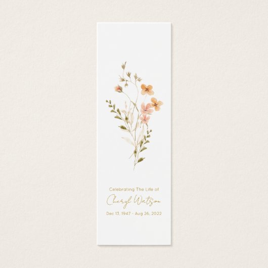 Simple Wildflower Funeral Memorial Bookmark (正面)