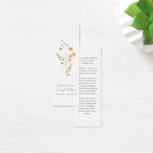 Simple Wildflower Funeral Memorial Bookmark (デスク)