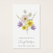 Simple Wildflower Funeral Memorial Prayer Card (正面)
