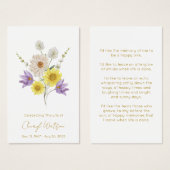 Simple Wildflower Funeral Memorial Prayer Card (正面&裏面)