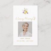 Simple Wildflower Photo Funeral Prayer Card 名刺 (正面)
