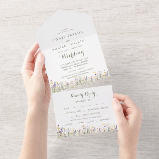 Simple Wildflower Wedding All In One Invitation オールインワン招待状 (貼ってはがせる)