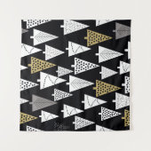 Simple winter pattern. Black background. Gold, sil タペストリー (正面(横))