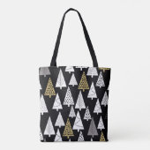 Simple winter pattern. Black background. Gold, sil トートバッグ (裏面)