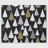 Simple winter pattern. Black background. Gold, sil ラッピングペーパー (フラット)