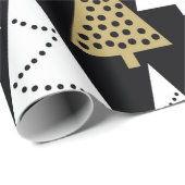 Simple winter pattern. Black background. Gold, sil ラッピングペーパー (ロールコーナー)