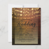 Simple Wood 素朴 Dark Lights文字列の結婚Inv 招待状 (正面)